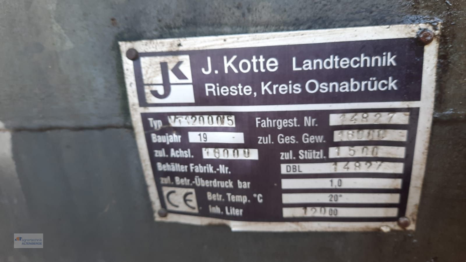 Pumpfass типа Kotte VT 12000/5, Gebrauchtmaschine в Altenberge (Фотография 5)