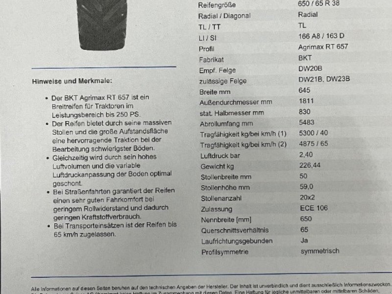 Rad a típus BKT Agrimax 657, Neumaschine ekkor: Helgisried