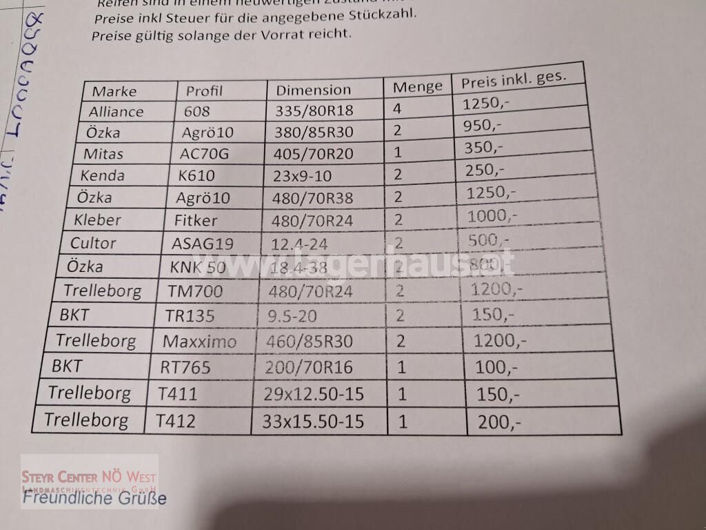 Rad Türe ait Mitas MITAS , KLEBER , ÖZKA , BKT, ALLIANZ ,TRELLEBORG, Gebrauchtmaschine içinde Purgstall (resim 1)