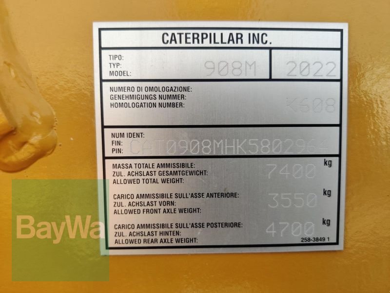 Radlader Türe ait Caterpillar CAT 908 M, Gebrauchtmaschine içinde Weiden i.d.Opf. (resim 10)