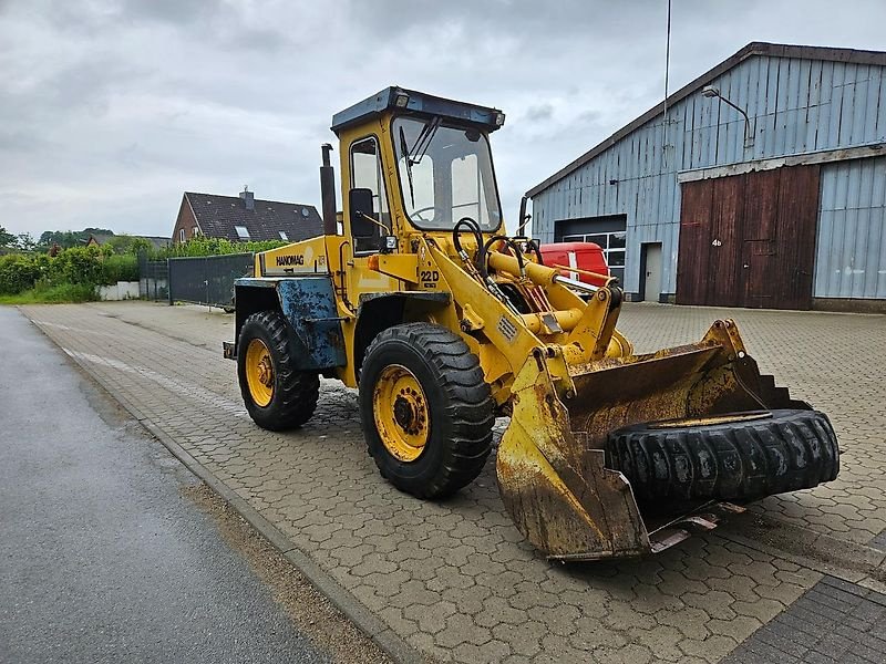 Radlader Türe ait Hanomag 22D Perkins Motor mit Schnellwechsler und Euroaufnahme Adapter, Gebrauchtmaschine içinde Honigsee (resim 9)