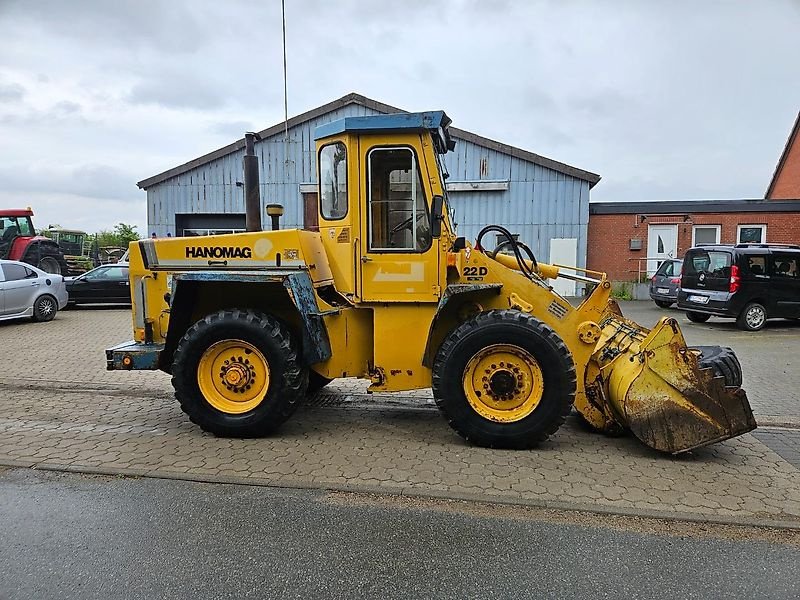 Radlader Türe ait Hanomag 22D Perkins Motor mit Schnellwechsler und Euroaufnahme Adapter, Gebrauchtmaschine içinde Honigsee (resim 7)