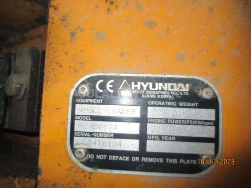 Radlader du type Hyundai HL7607A, Gebrauchtmaschine en Bourron Marlotte (Photo 6)