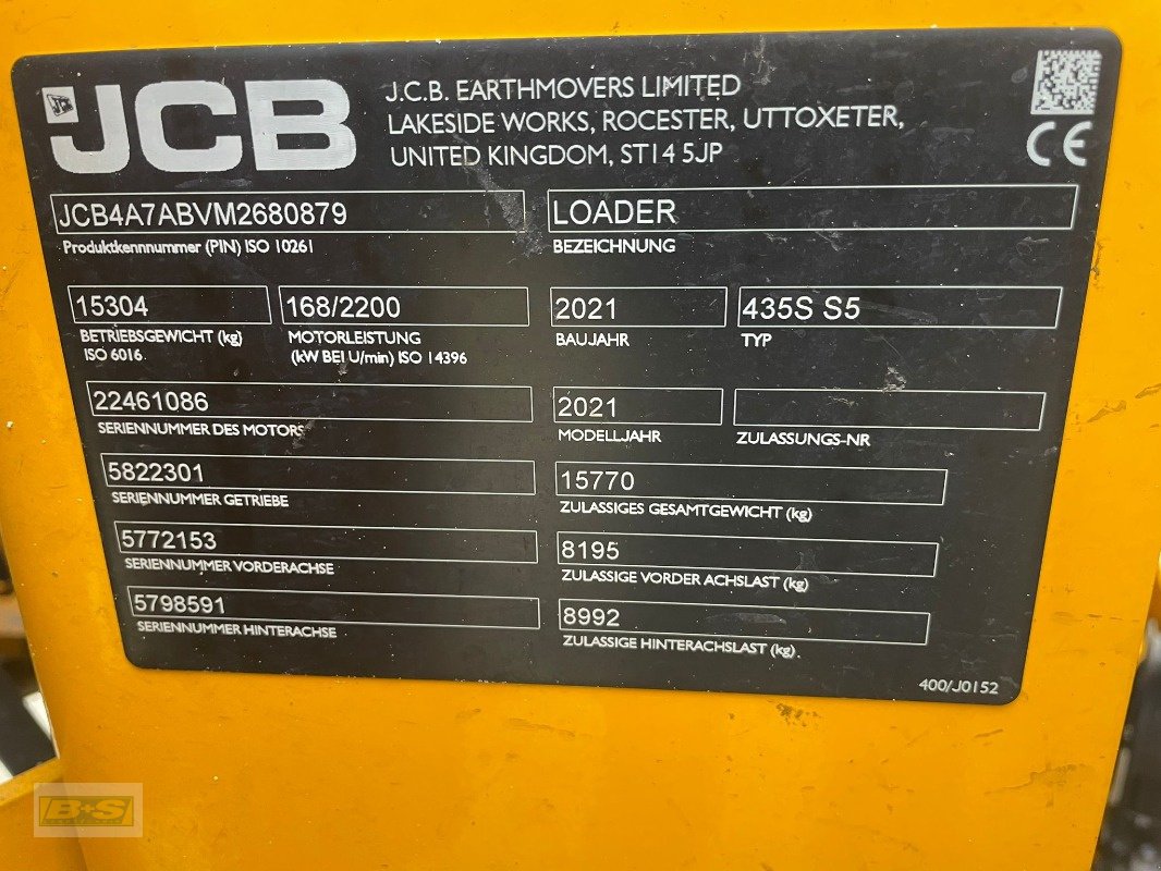 Radlader a típus JCB 435S S5, Gebrauchtmaschine ekkor: Neustadt Dosse (Kép 14)