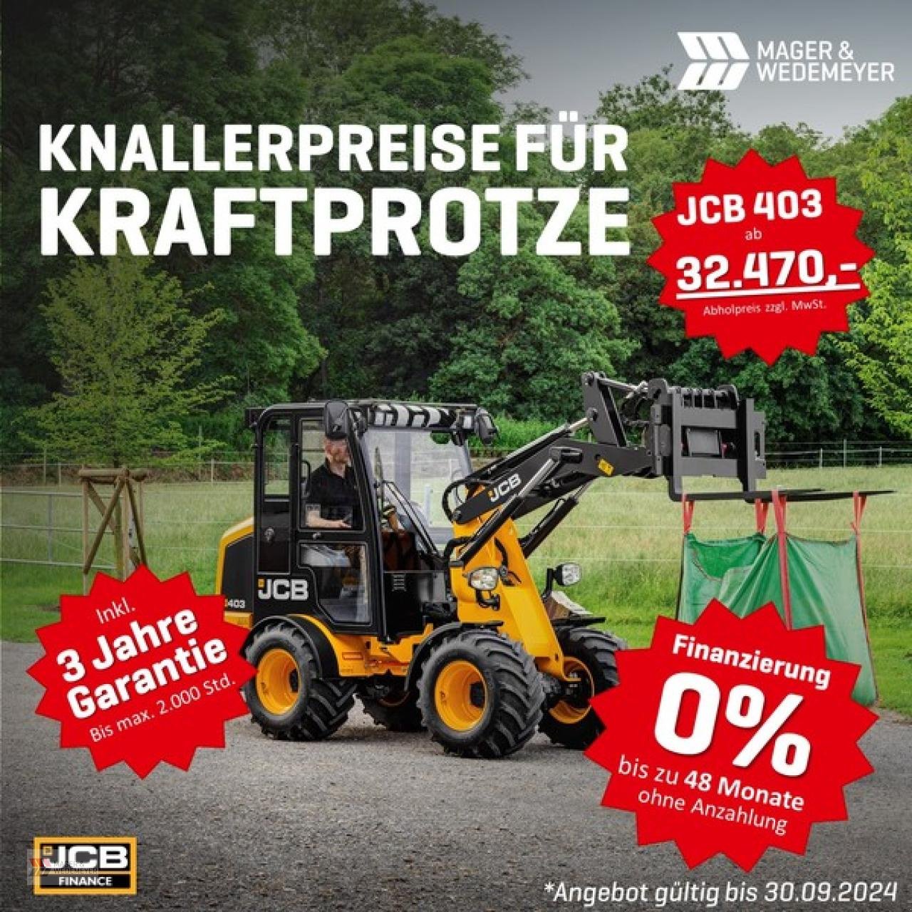 Radlader Türe ait JCB JCB 403 AGRI HOFLADER 0,0% FINA, Neumaschine içinde Oyten (resim 2)