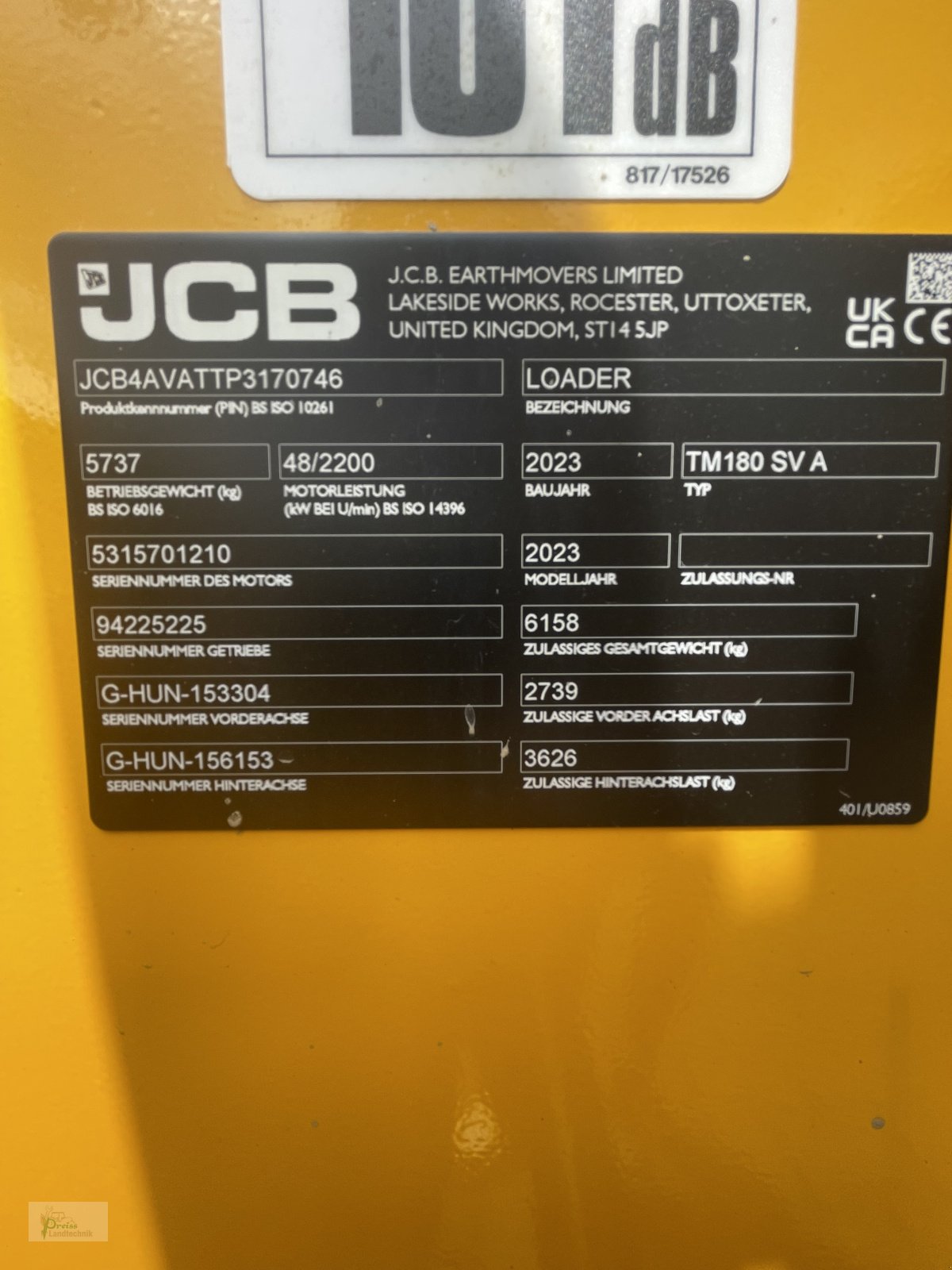 Radlader Türe ait JCB TM 180, Neumaschine içinde Bad Kötzting (resim 7)