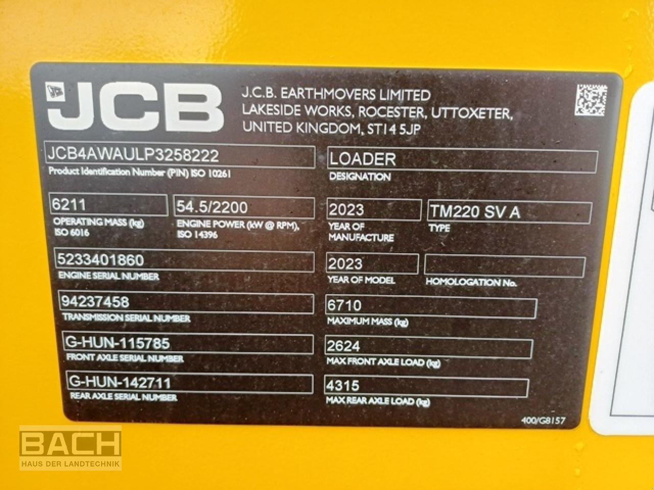 Radlader des Typs JCB TM 220 AGRI, Neumaschine in Boxberg-Seehof (Bild 7)