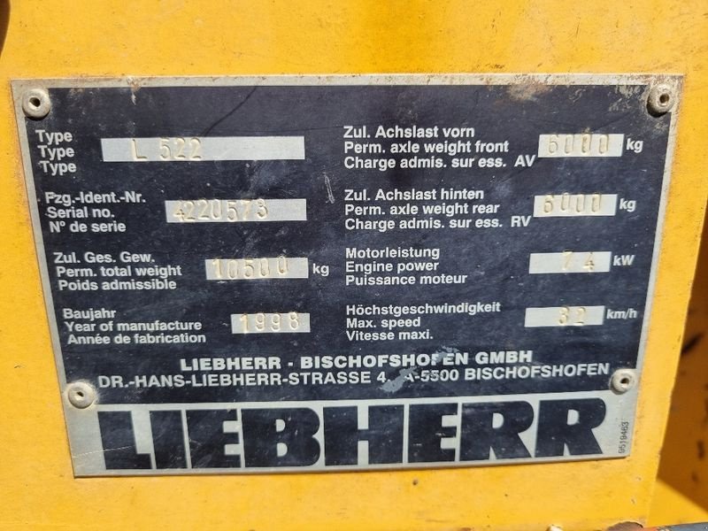 Radlader typu Liebherr L522, Gebrauchtmaschine w Gabersdorf (Zdjęcie 4)