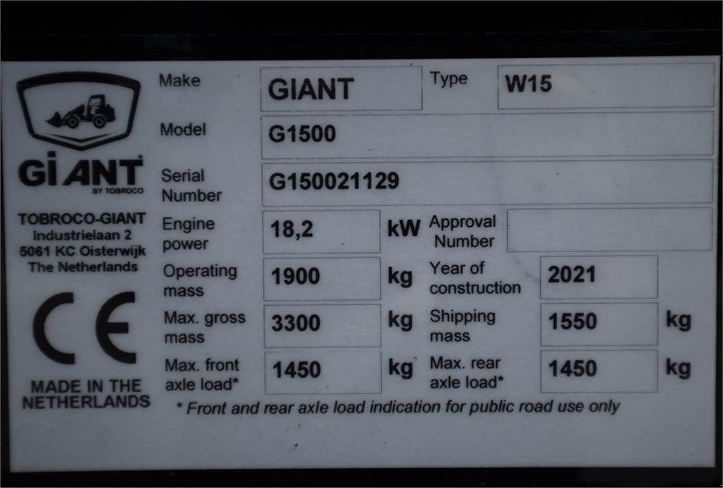 Radlader des Typs Sonstige Giant G1500 NEW, Valid inspection, Also Available For Re, Gebrauchtmaschine in Groenlo (Bild 7)