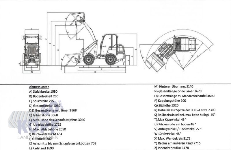 Radlader типа Toyo 841 Kabine stage V mit Kubota Motor, Neumaschine в Schutterzell (Фотография 2)