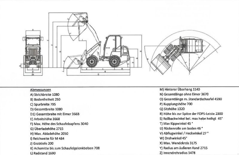 Radlader typu Toyo 841 Kabine stage V mit Kubota Motor, Neumaschine v Schutterzell (Obrázek 2)