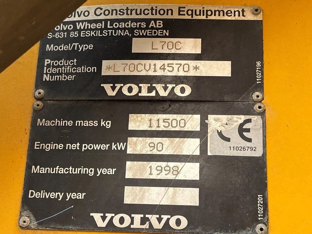 Radlader Türe ait Volvo L70C / Hydr. snelwissel / 14541 uur / Extra hydr aansluiting / N, Gebrauchtmaschine içinde Ammerzoden (resim 11)