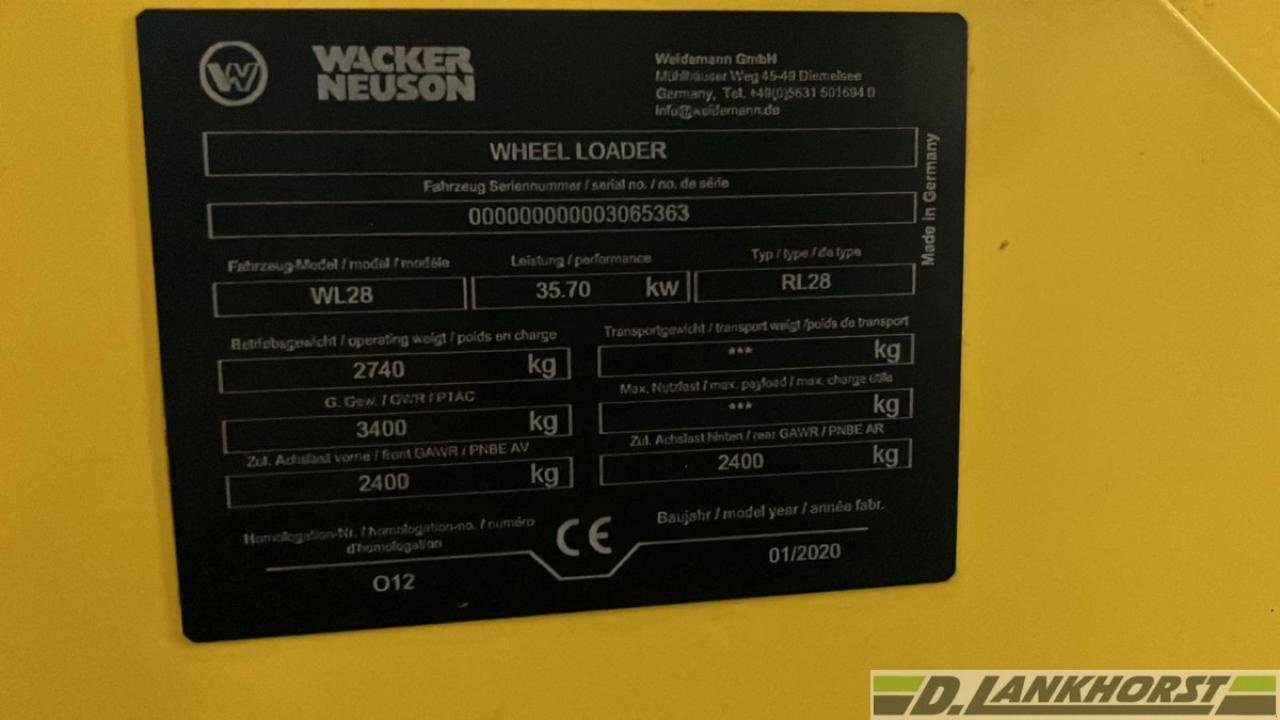 Radlader typu Wacker Neuson WL 28, Gebrauchtmaschine w Neuenhaus (Zdjęcie 11)