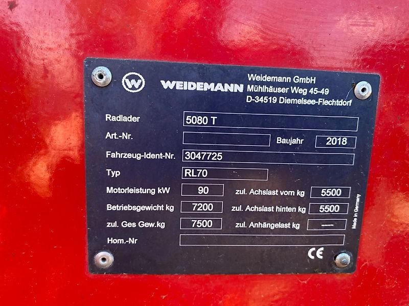 Radlader del tipo Weidemann  5080T, Gebrauchtmaschine en Bad Rappenau (Imagen 9)