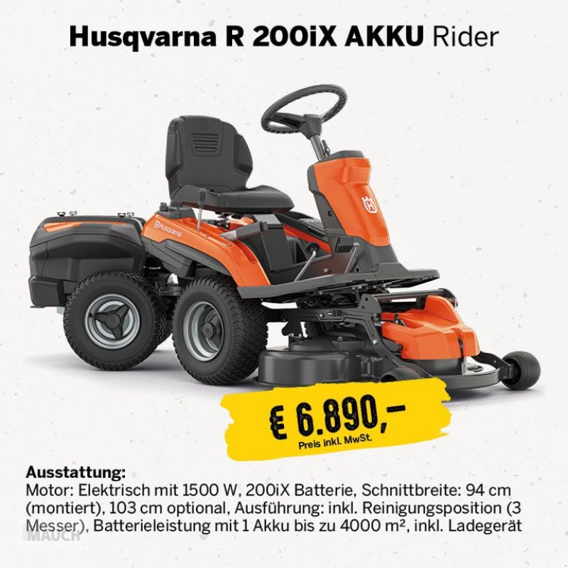 Rasentraktor tip Husqvarna Rider 200iX Elektro inkl. Mähdeck, Neumaschine in Burgkirchen (Poză 17)