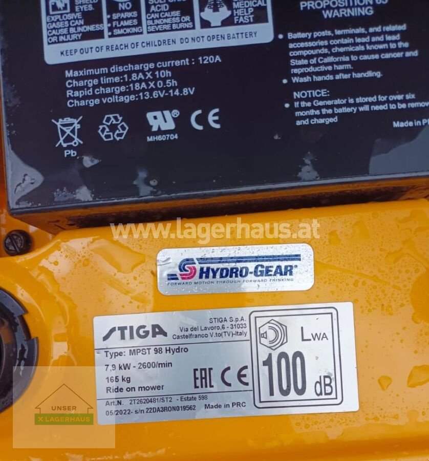 Rasentraktor del tipo Stiga MPST 98 HYDRO, Gebrauchtmaschine en Lienz (Imagen 6)