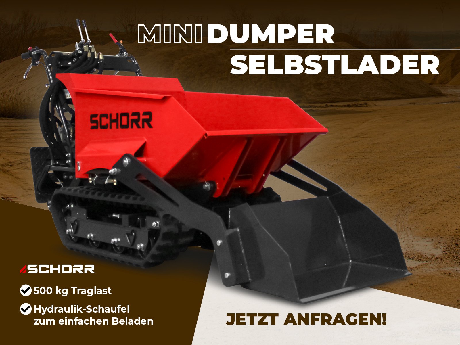 Raupendumper του τύπου Schorr Minidumper RR500DHKAS PRO [Selbstlader] 500kg Raupendumper Mulde Schaufeldumper Dumper selbstladend, Neumaschine σε Schüttorf (Φωτογραφία 1)