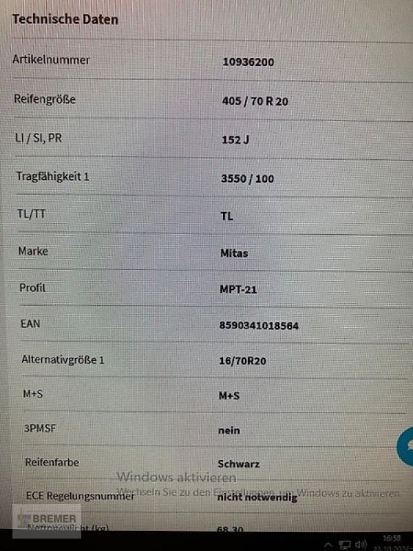 Reifen typu Mitas 405/70R20, Vorführmaschine v Asendorf (Obrázok 11)