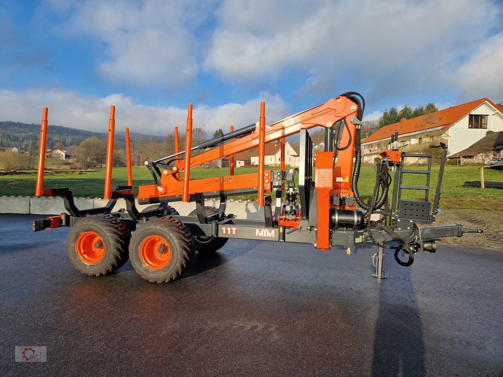 Rückewagen & Rückeanhänger van het type MTM 11T 11to 9,20m Kran Forwarder Rungen Druckluft Doppelrohrrahmen, Neumaschine in Tiefenbach (Foto 3)