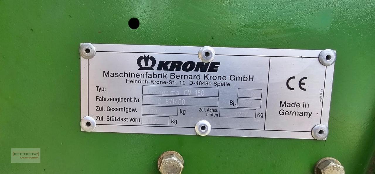 Rundballenpresse a típus Krone Comprima CV 150 XC, Gebrauchtmaschine ekkor: Tuntenhausen (Kép 14)