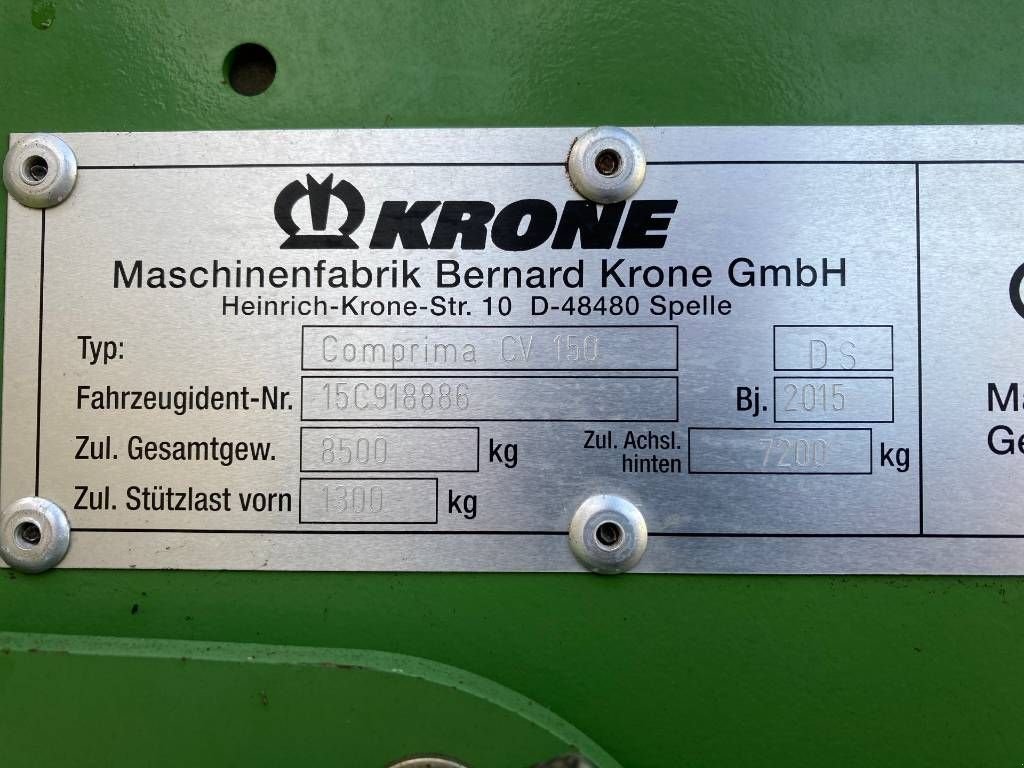 Rundballenpresse типа Krone Comprima CV 150 XC, Gebrauchtmaschine в Gorredijk (Фотография 9)