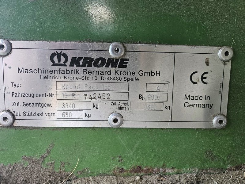 Rundballenpresse του τύπου Krone Comprima F 155, Gebrauchtmaschine σε Gülzow-Prüzen OT Mühlengeez (Φωτογραφία 10)