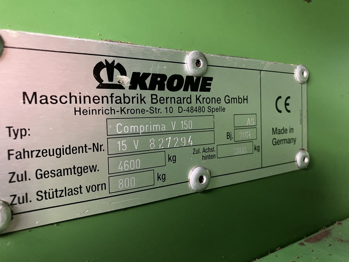 Rundballenpresse typu Krone COMPRIMA V 150 XC, Gebrauchtmaschine w Villach (Zdjęcie 11)