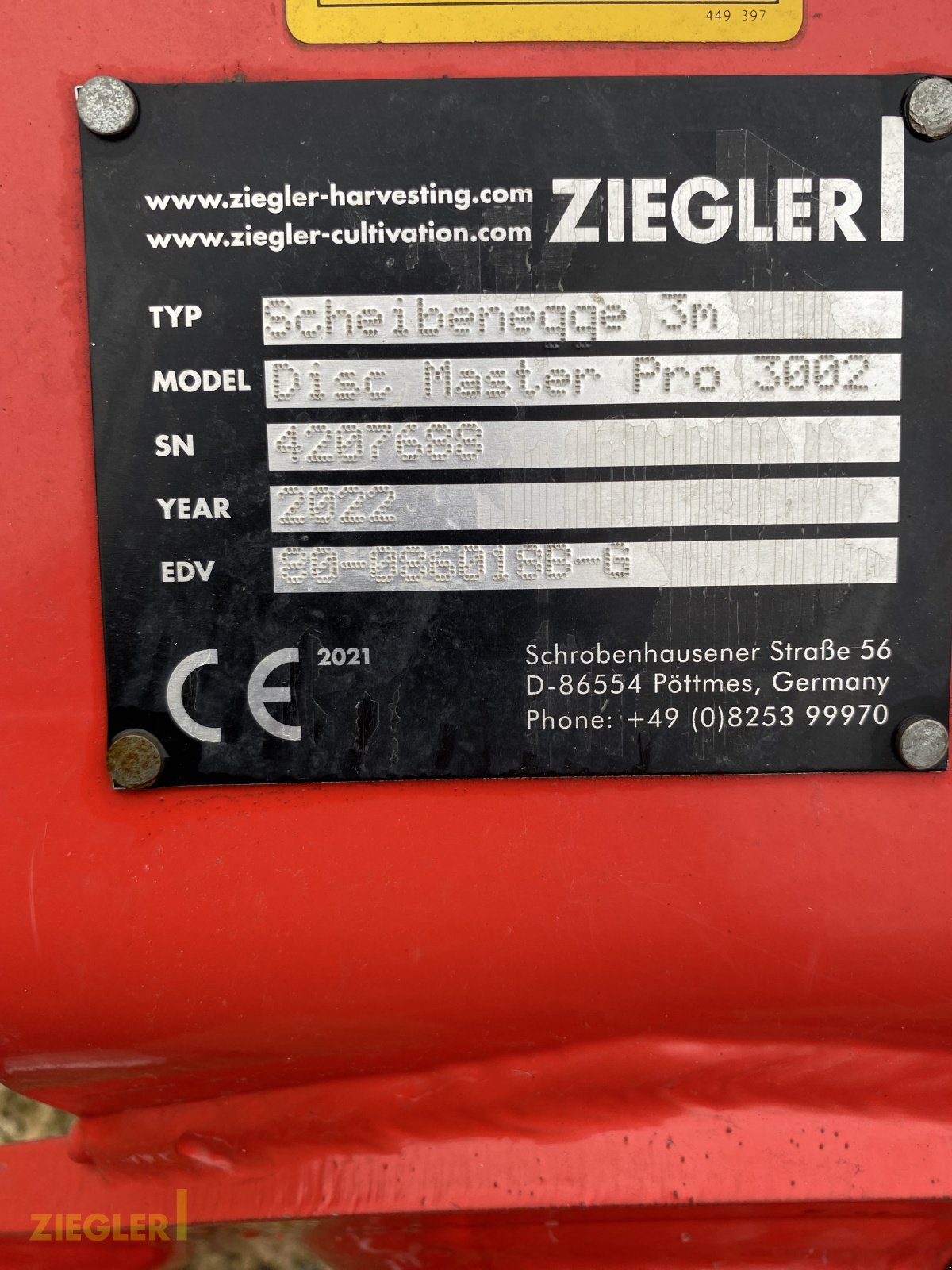 Scheibenegge des Typs Ziegler Disc Master Pro 3002, Gebrauchtmaschine in Pöttmes (Bild 11)