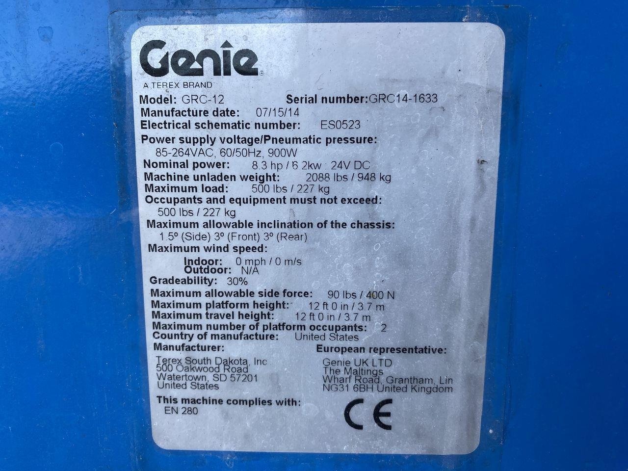 Scherenarbeitsbühne typu Genie GRC-12, Gebrauchtmaschine w Skive (Zdjęcie 8)