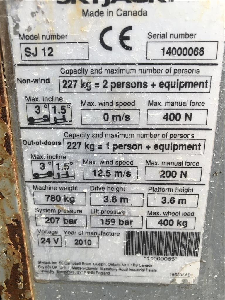 Scherenarbeitsbühne typu Skyjack SJ12 // Kører på el, Gebrauchtmaschine v Aalborg SV (Obrázok 7)