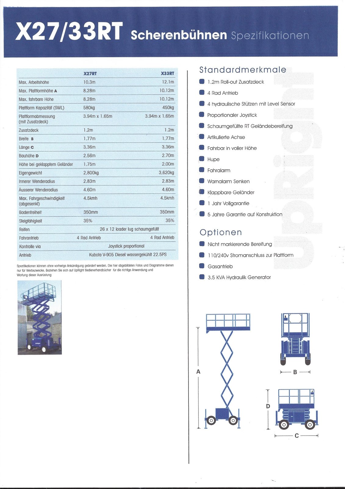 Scherenarbeitsbühne a típus Upright X33RT, Gebrauchtmaschine ekkor: Obrigheim (Kép 8)