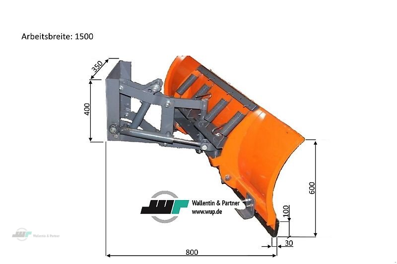 Schneepflug del tipo Wallentin & Partner Schneeschild für Kleintraktor   hydraulisch   gerade Form   Arbeitsbreite: 120 cm   ab 15 PS, Neumaschine en Wesenberg (Imagen 3)