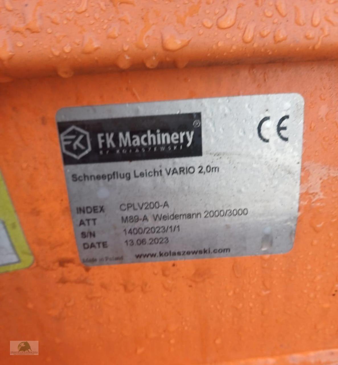 Schneeräumschild des Typs Sonstige FK Machinery 2,00m Vario, leicht, WM, Gebrauchtmaschine in Münchberg (Bild 5)