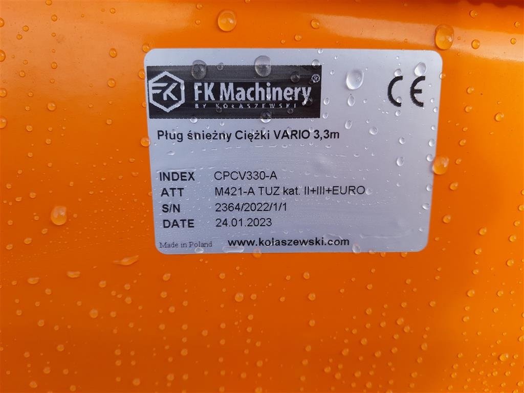 Schneeräumschild Türe ait Sonstige fk machinery 330, Gebrauchtmaschine içinde Rødekro (resim 4)