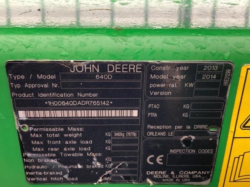 Schneidwerk typu John Deere 640D, Gebrauchtmaschine w Bramming (Zdjęcie 8)