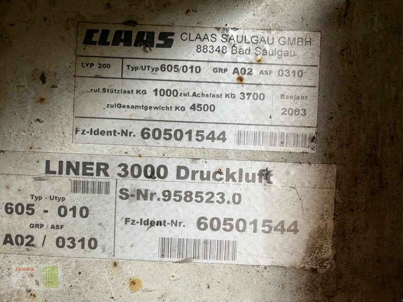 Schwader Türe ait CLAAS LINER 3000, Gebrauchtmaschine içinde Risum-Lindholm (resim 3)