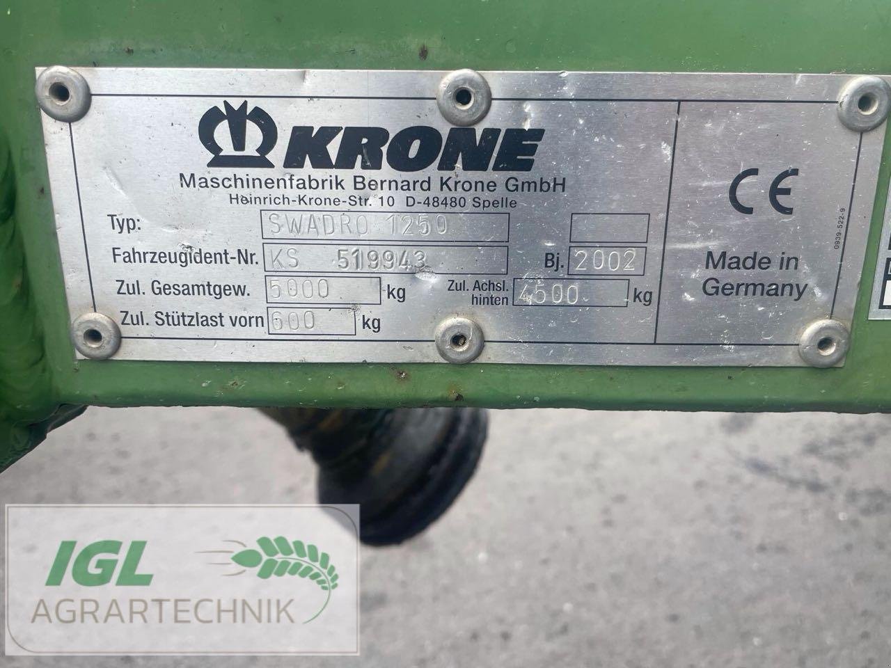 Schwader typu Krone Swadro 1250, Gebrauchtmaschine w Nabburg (Zdjęcie 10)