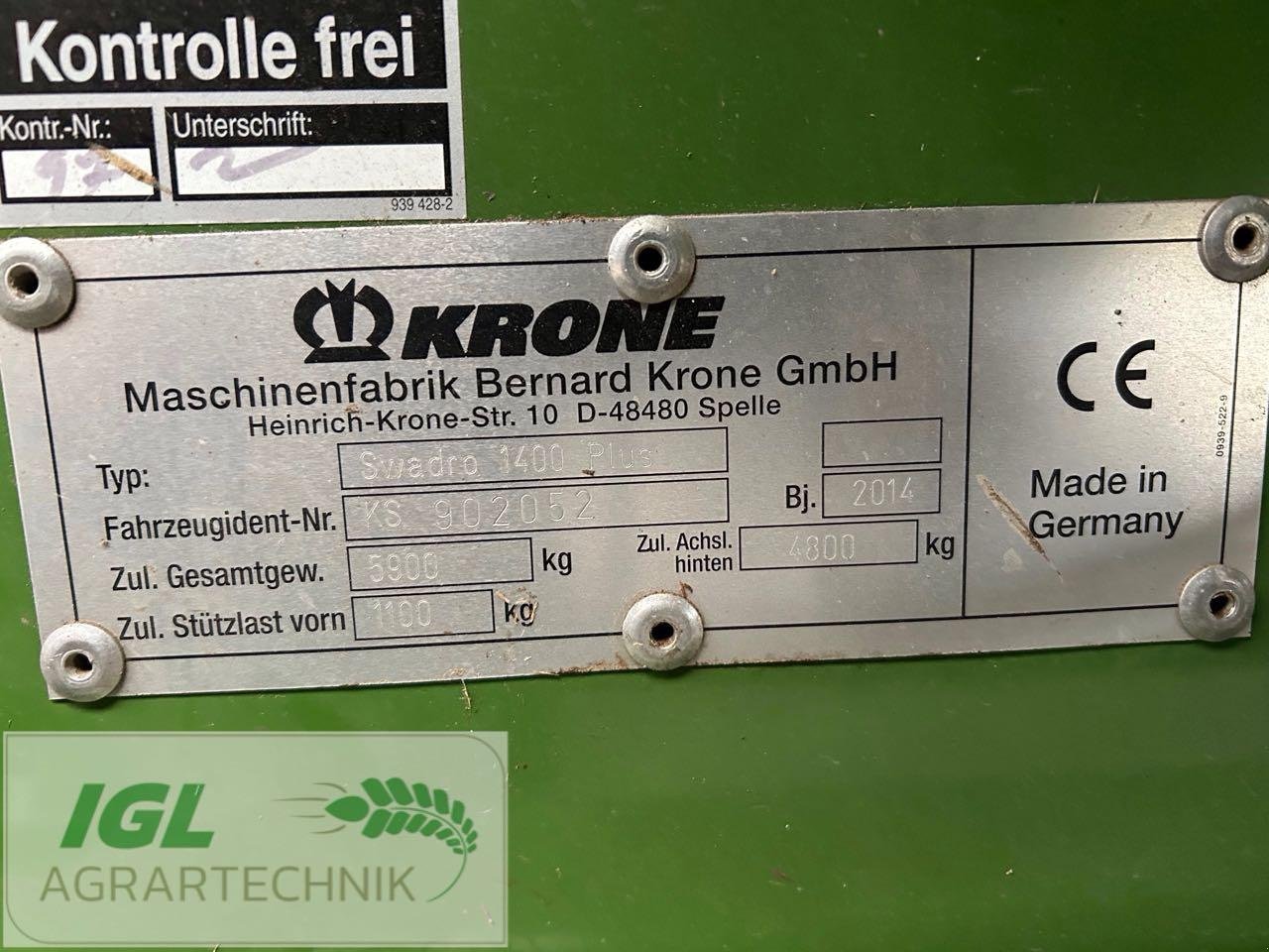 Schwader Türe ait Krone Swadro 1400 Plus, Gebrauchtmaschine içinde Nabburg (resim 5)