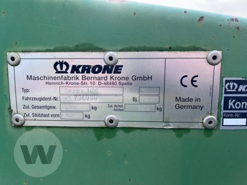 Schwader tip Krone Swadro 1400, Gebrauchtmaschine in Bützow (Poză 3)