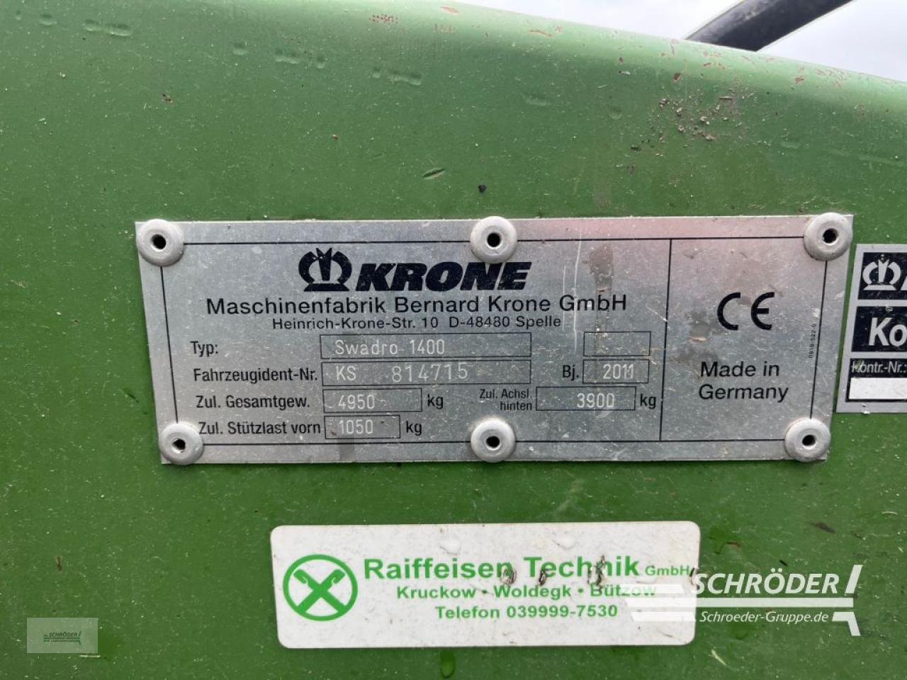 Schwader typu Krone SWADRO 1400, Gebrauchtmaschine w Leizen (Zdjęcie 11)