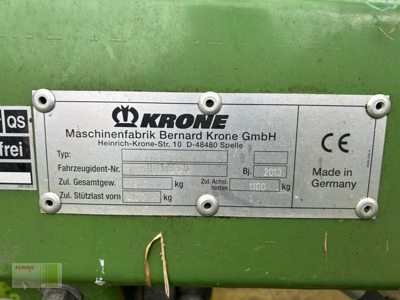 Schwader typu Krone Swadro 700, Gebrauchtmaschine w Weddingstedt (Zdjęcie 2)