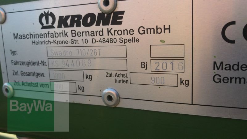 Schwader του τύπου Krone SWADRO 710/26T, Gebrauchtmaschine σε Mindelheim (Φωτογραφία 16)