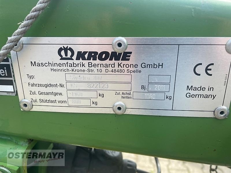 Schwader typu Krone Swadro 807, Gebrauchtmaschine w Rohr (Zdjęcie 6)