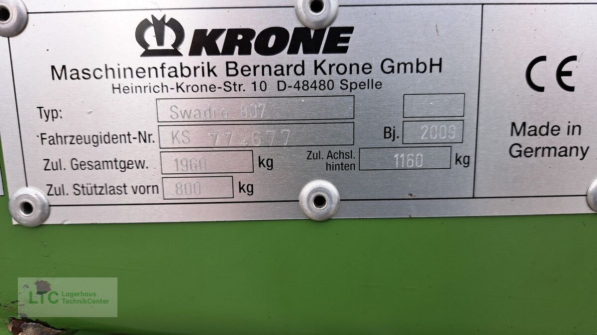 Schwader tip Krone Swadro 807, Gebrauchtmaschine in Redlham (Poză 10)