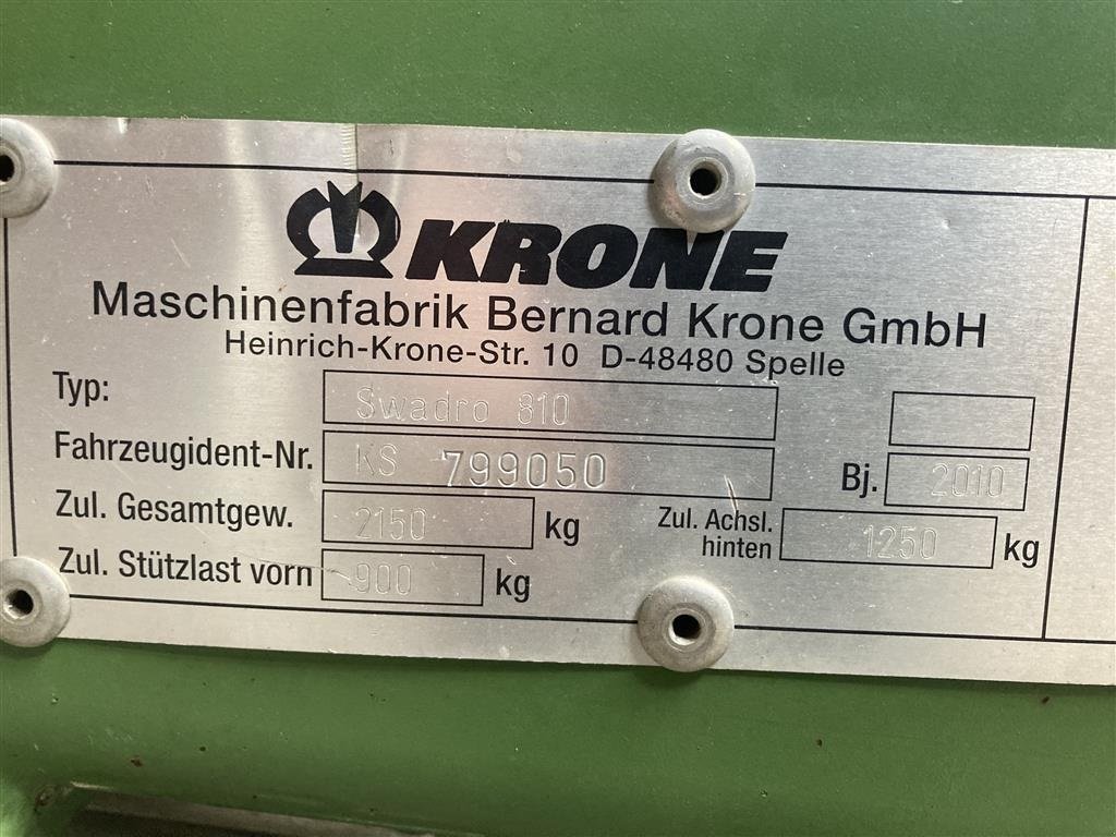 Schwader typu Krone Swadro 810, Gebrauchtmaschine w Store Heddinge (Zdjęcie 7)