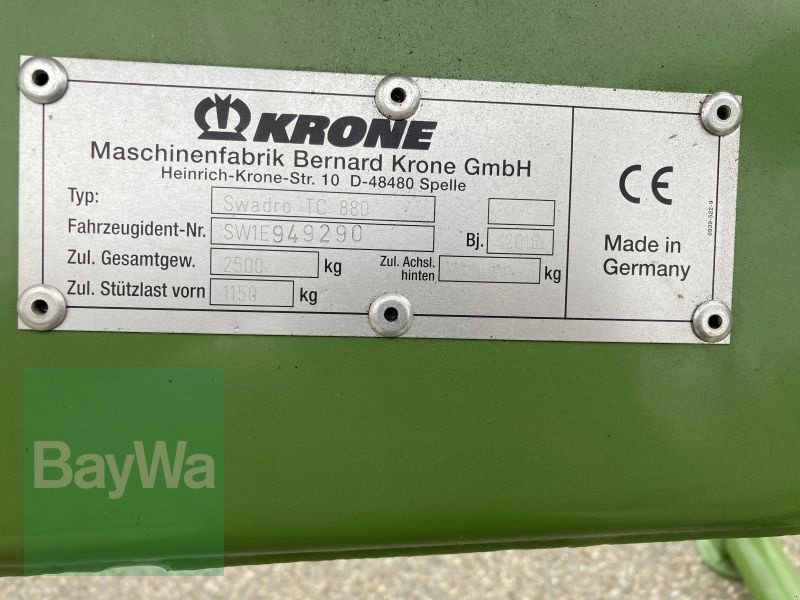 Schwader του τύπου Krone SWADRO TC 880, Gebrauchtmaschine σε Obertraubling (Φωτογραφία 11)