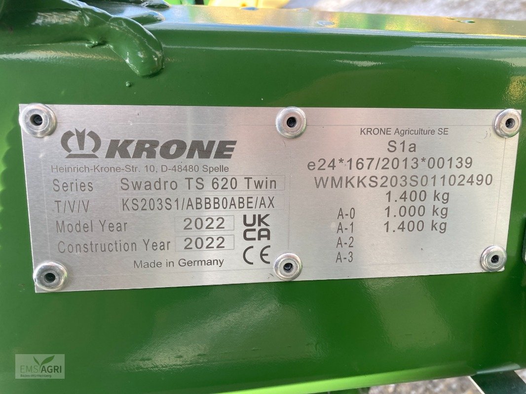 Schwader del tipo Krone SWADRO TS 620 TWIN, Vorführmaschine en Vöhringen (Imagen 2)