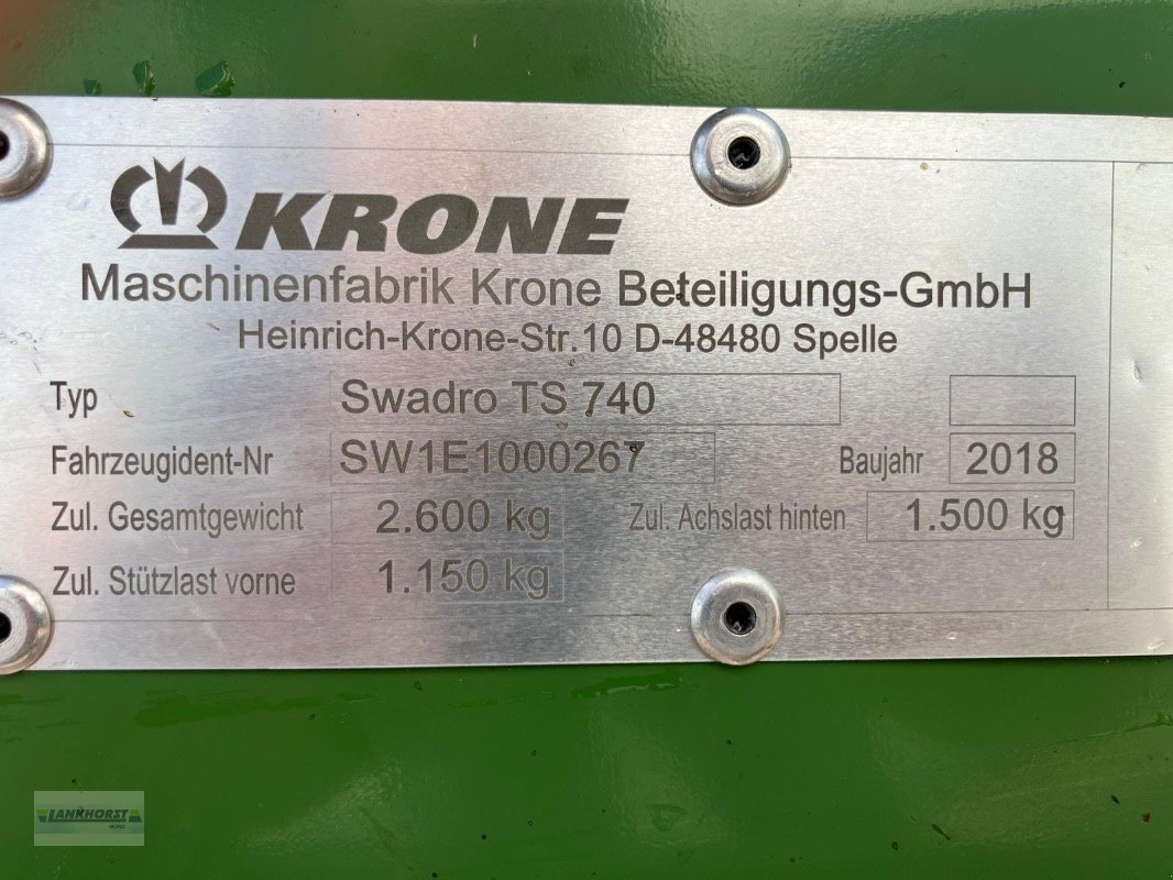 Schwader typu Krone SWADRO TS 740, Gebrauchtmaschine w Filsum (Zdjęcie 7)