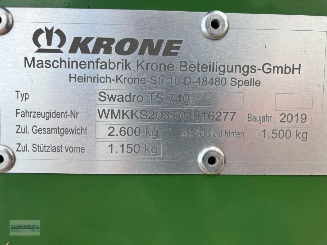 Schwader typu Krone SWADRO TS 740, Gebrauchtmaschine w Filsum (Zdjęcie 11)