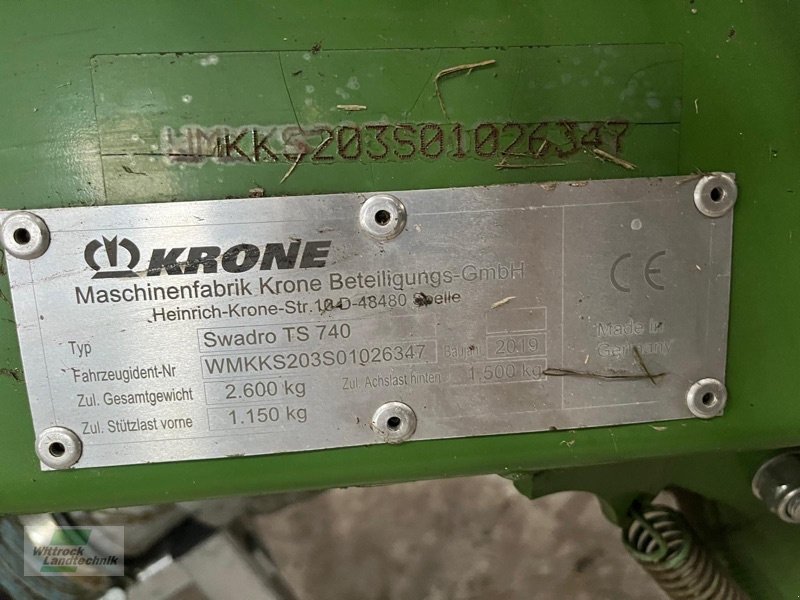 Schwader typu Krone Swadro TS 740, Gebrauchtmaschine w Rhede / Brual (Zdjęcie 2)